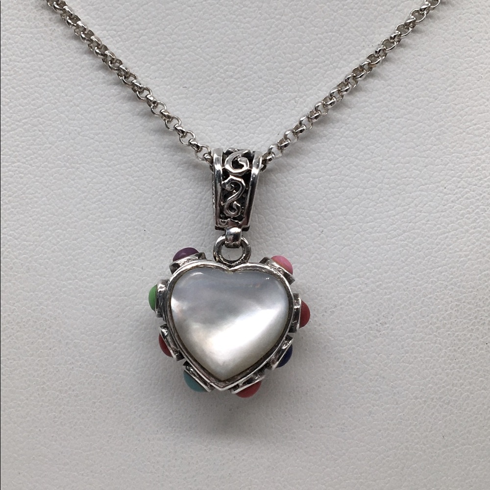 Sterling Silver Mother of Pearl Heart Necklace